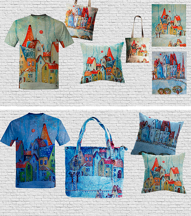 "Цветные домики" Функциональные текстильные изделия с мотивами моих рпбот.