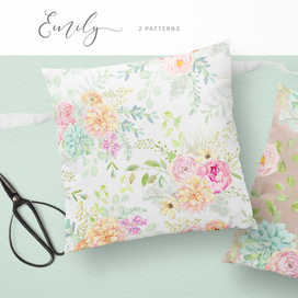 Эмили. Акварельные цветы. Паттерн