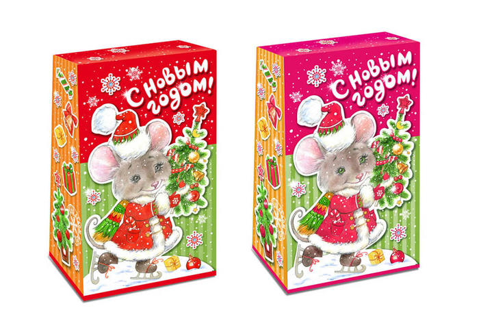 Новогодняя упаковка с мышкой