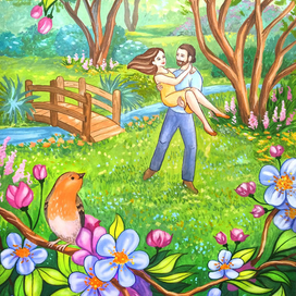 Иллюстрация цветущий сад