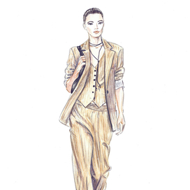 Девушка в брючном костюме