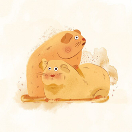 Милые морские свинки в акварельном стиле