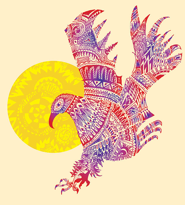 Орел и солнце. Zentangle