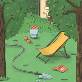 Иллюстрация дачи, летнего сада