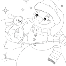 Страница книжки-раскраски «Подарок Дедушке Морозу»