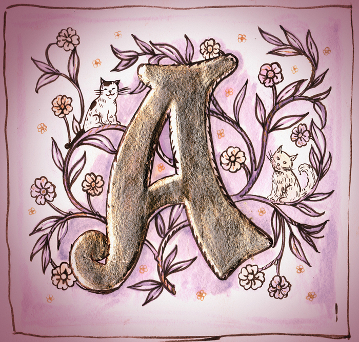 буквица А и кошки