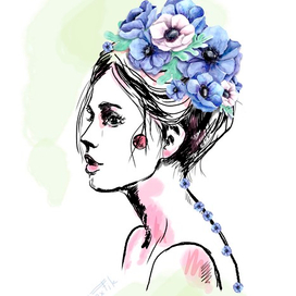 Принт с акварельными анемонами