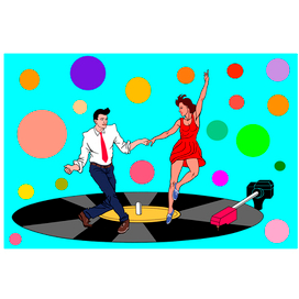 Винил и дискотека 70-х. Постер. Векторная графика. Работа сделана в Adobe Photoshop.