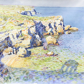 ВИД НА СКАЛЫ ОТ БЕСЕДКИ. 2017  Бумага, акварель. 29,7 x 42