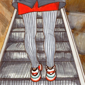 Барышня на эскалаторе