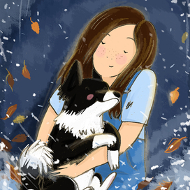 Портрет девушки и собаки