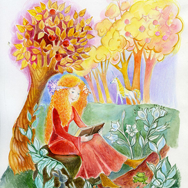 Девушка - эльф и единорог