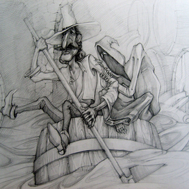 разработка иллюстрации "цыган и смерть" в винных погребах