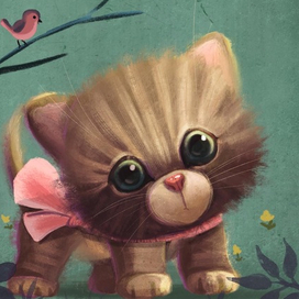 Обложка для винтажной книги « The shy little kitten”
