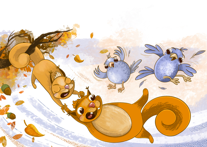 Разворот в сказке с белочками