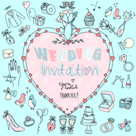 Пригласительный на свадьбу в doodle стиле