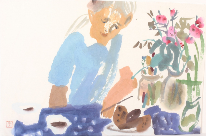 девочка пишет