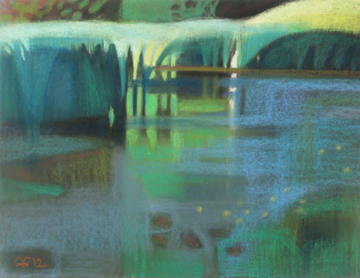 Заросший пруд 2012, т.б., пастель, 50х65