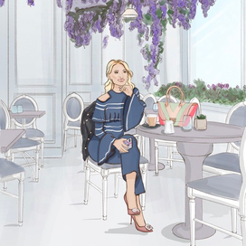 Fashion иллюстрация девушки в кафе