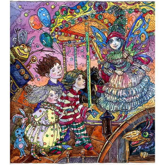 "Тайны, укрытые дымкой над крышей…" из книги Дэмъена Кипера "Ледяной цветок" художники Шестакова Екатерина и Шестаков М.