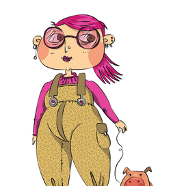 Девушка с поросенком