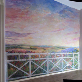 пейзаж, роспись на стене 