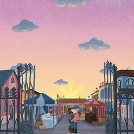 Фон для мультфильма "Ася и Вася", вечер, серия Рынок