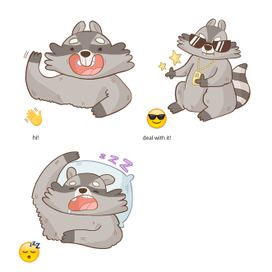 Стикеры с енотами