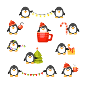 Милые новогодние пингвины