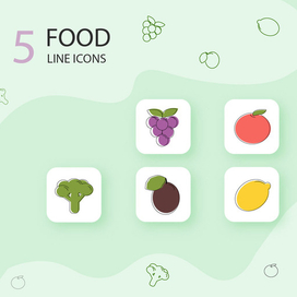 5 Food LINE ICONS