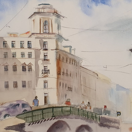 Измайловский проспект, Санкт-Петербург, акварельный рисунок