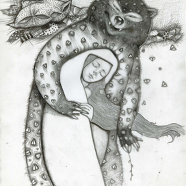 Sketch.Illustration to the fairy tale for adults "Masha and the Bear." Sleep. 2016.