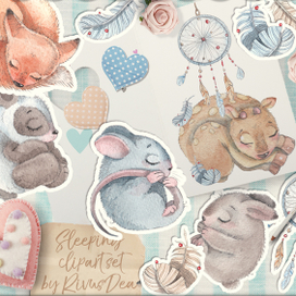 Спящие малыши набор клипарта