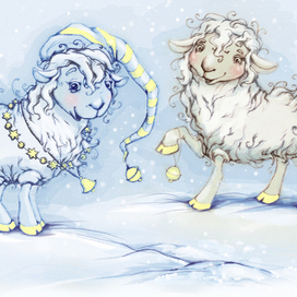 Овечки на снегу