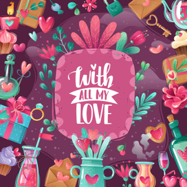 Valentines day cartoon frame illustration