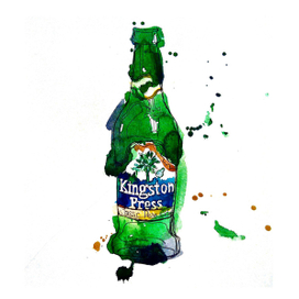 Бутылка зеленого стекла, акварель