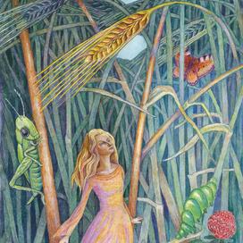 Иллюстрация к сказке Г.Х.Андерсена "Дюймовочка" 