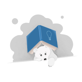 Векторная иллюстрация задумчивого медведя под книгой