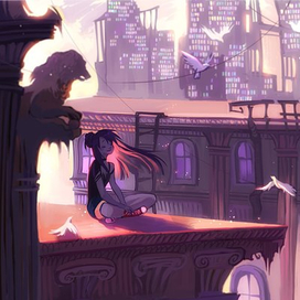 The warm sunset wind penetrates into me