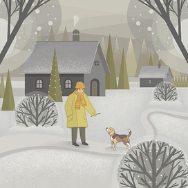 Зимняя прогулка друзей. Иллюстрация