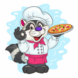 Cartoon Chef Raccoon. T-Shirt, PNG, SVG.