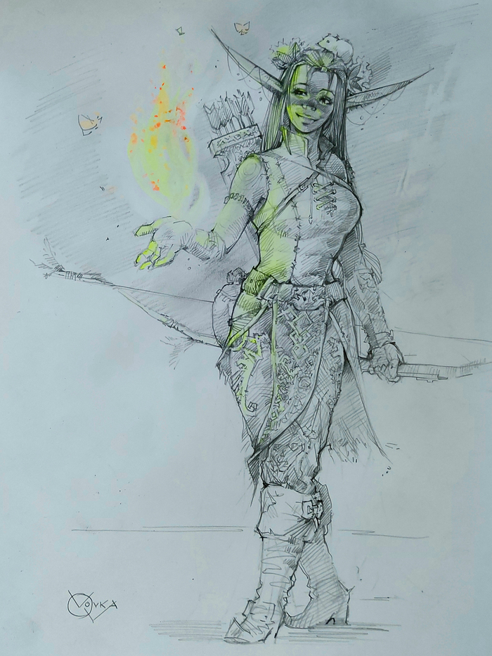Быстрый скетч на тему "Волшебный огонь эльфов")