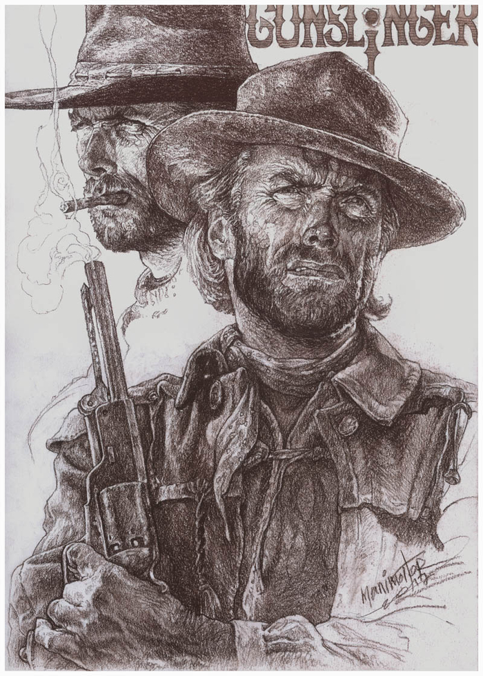 Стрелок. GUNSLINGER. West the Best. Сепия  42 на 30