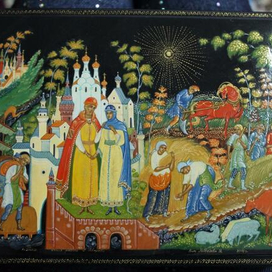 Палехская шкатулка "Пётр и Феврония Муромские"