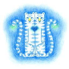 Серия иллюстраций с голубыми тиграми