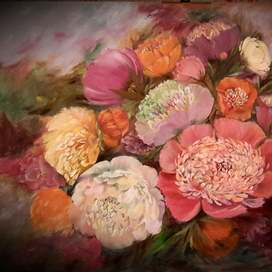 Пионы, масло