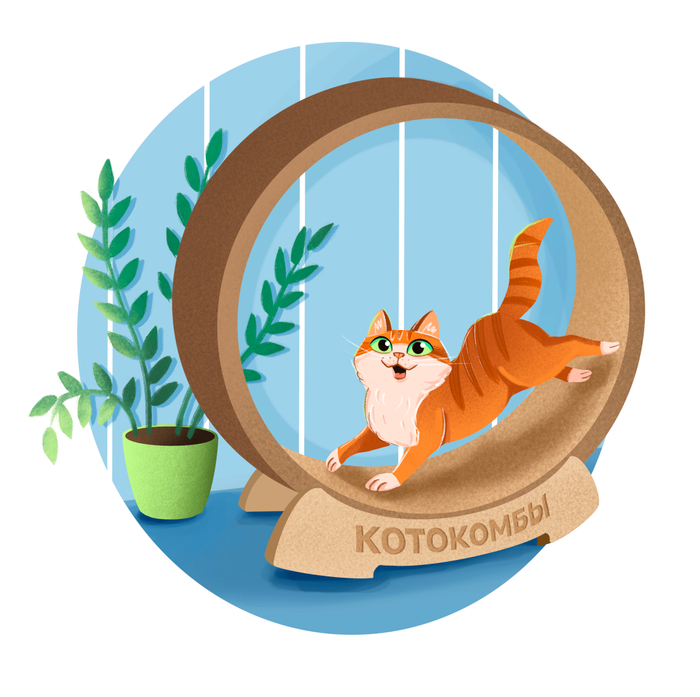 Кот в колесе для "КОТОКОМБЫ"