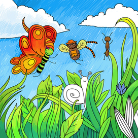 Приключения маленькой гусеницы. Последний разворот с раскраской .