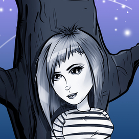 The girl at the tree