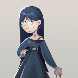 девушка в синем